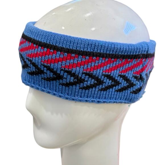 Vintage Eddie Bauer Red Black Blue 100% Wool Headband Ear Warmer One Size - Picture 7 of 7